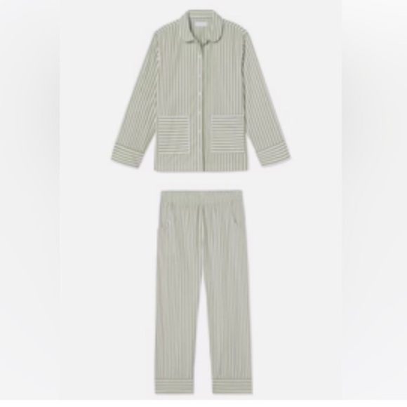 Lake Pajamas Aloe Green Striped Cotton Poplin Pajama Set - Picture 2 of 3